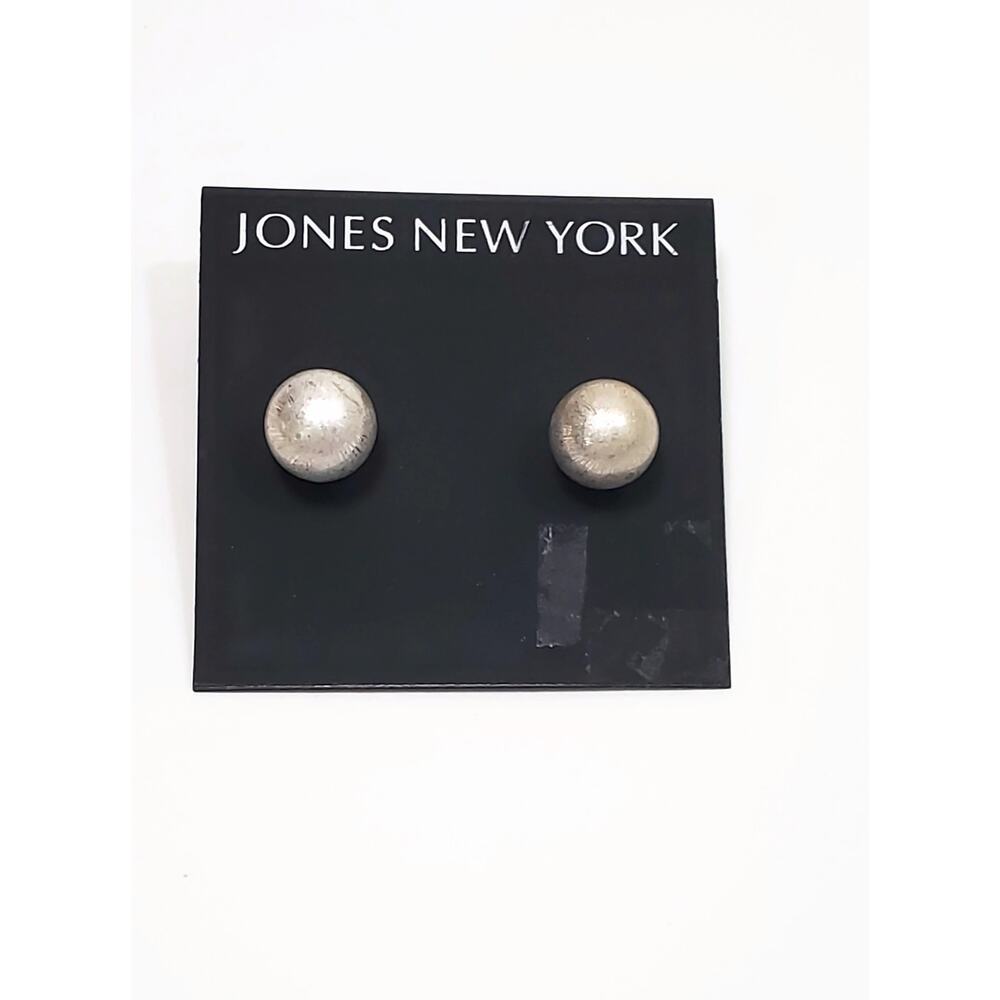 Jones New York Silver Tone Textured Heavy Ball Stud Earrings
